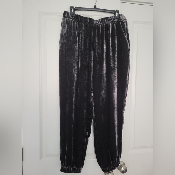 Eileen Fisher  Gray Velvet Silk Blend Joggers , Size M - Picture 5 of 11